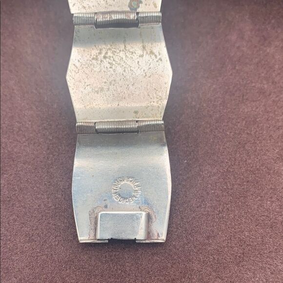 Vintage 60s TAXCO Mexican deity Blue glass panel bracelet 925 Sterling, Stamped - Picture 4 of 4